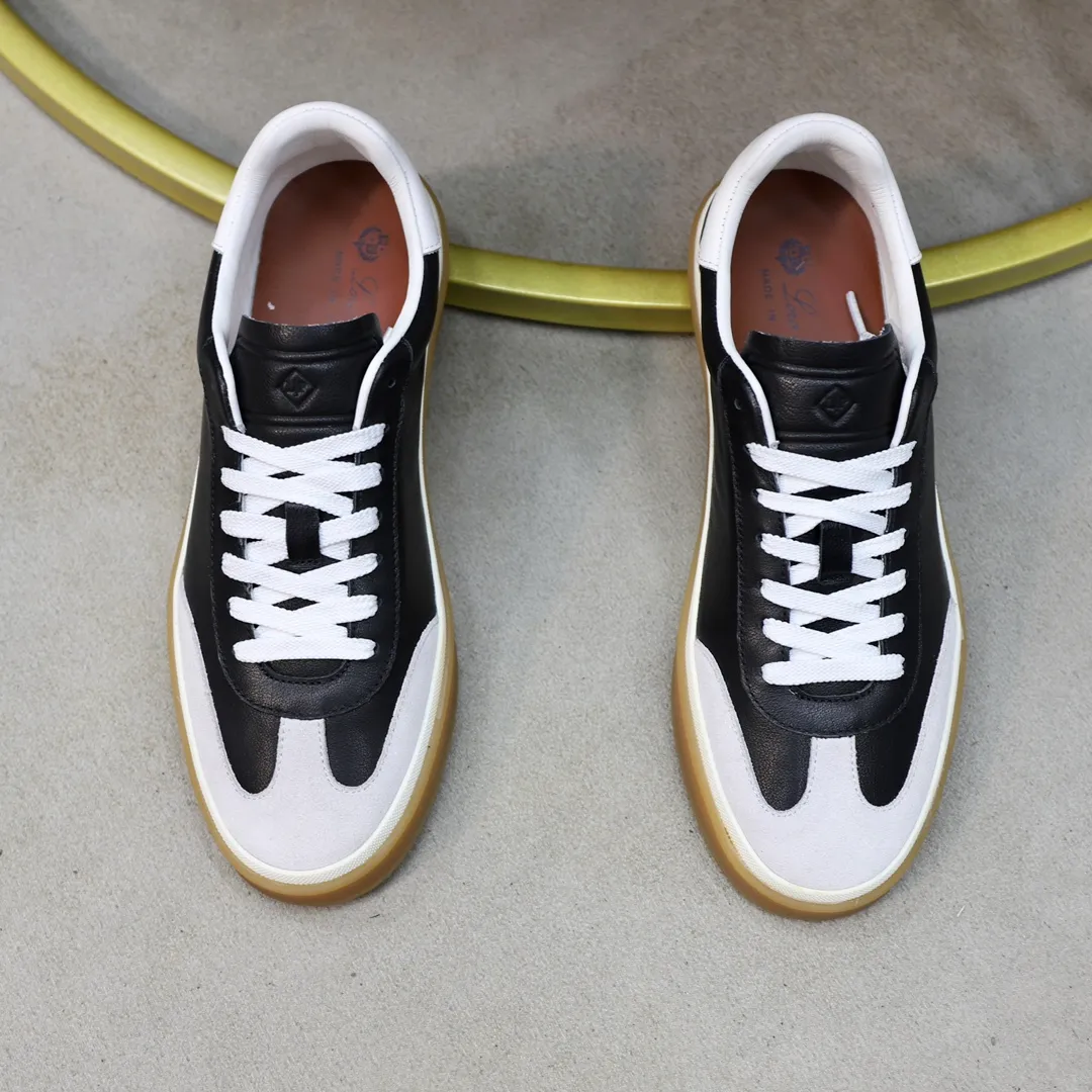 Men's Men's Shoes💰540💰••New Products•• LoroPian*_Noyo-Pianya New men's casual moral training sneakers, LP lace-up casual shoes!  Made of original imported soft cowhide and suede fabric, it highlights the sporty style. The heel is decorated with logo embossing and the original molding. The raw rubber translucent sole combined with the color welt adds a sense of modernity to the shoe. The shoe is overall refreshing and easy to match with style. It has a full cowhide lining for the feet. The original box packaging at the counter comes with wooden balls and a dust bag! Size: 38-44 (.45 customized)